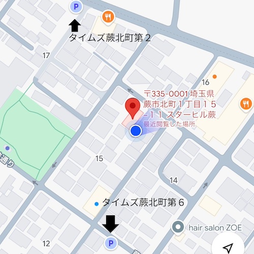 周辺のコインパーキングの地図です
